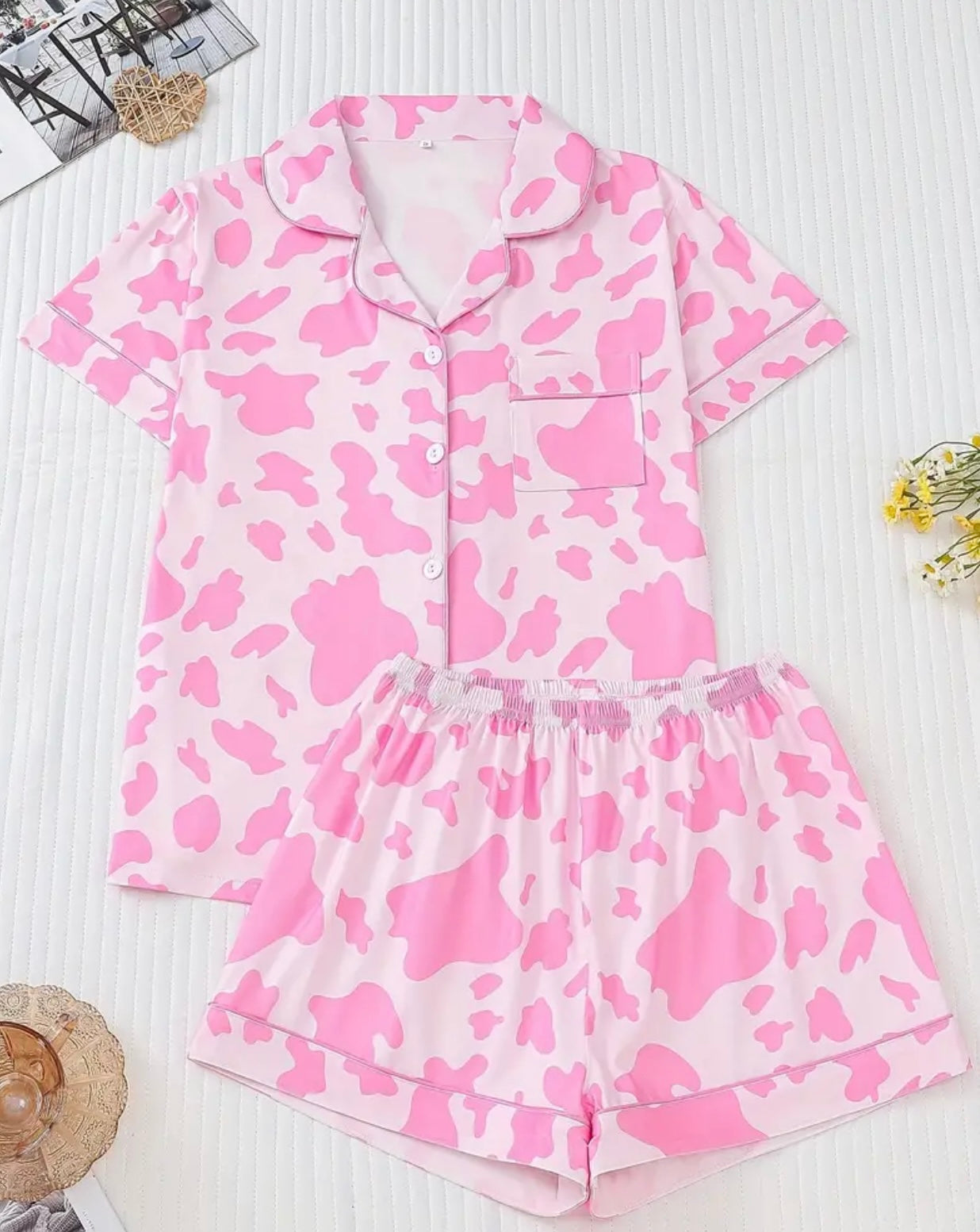 Cow Print Short's Pj set